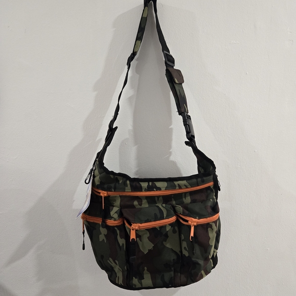 Diaper Dude Other - Diaper Dude Camouflage Messenger Bag Orange Zippers Adjustable Strap